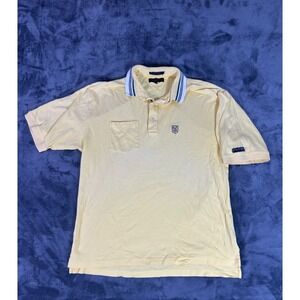 VTG Tommy Hilfiger Golf Polo‎ Shirt Yellow Sun Faded Crest Logo Men's Size Large